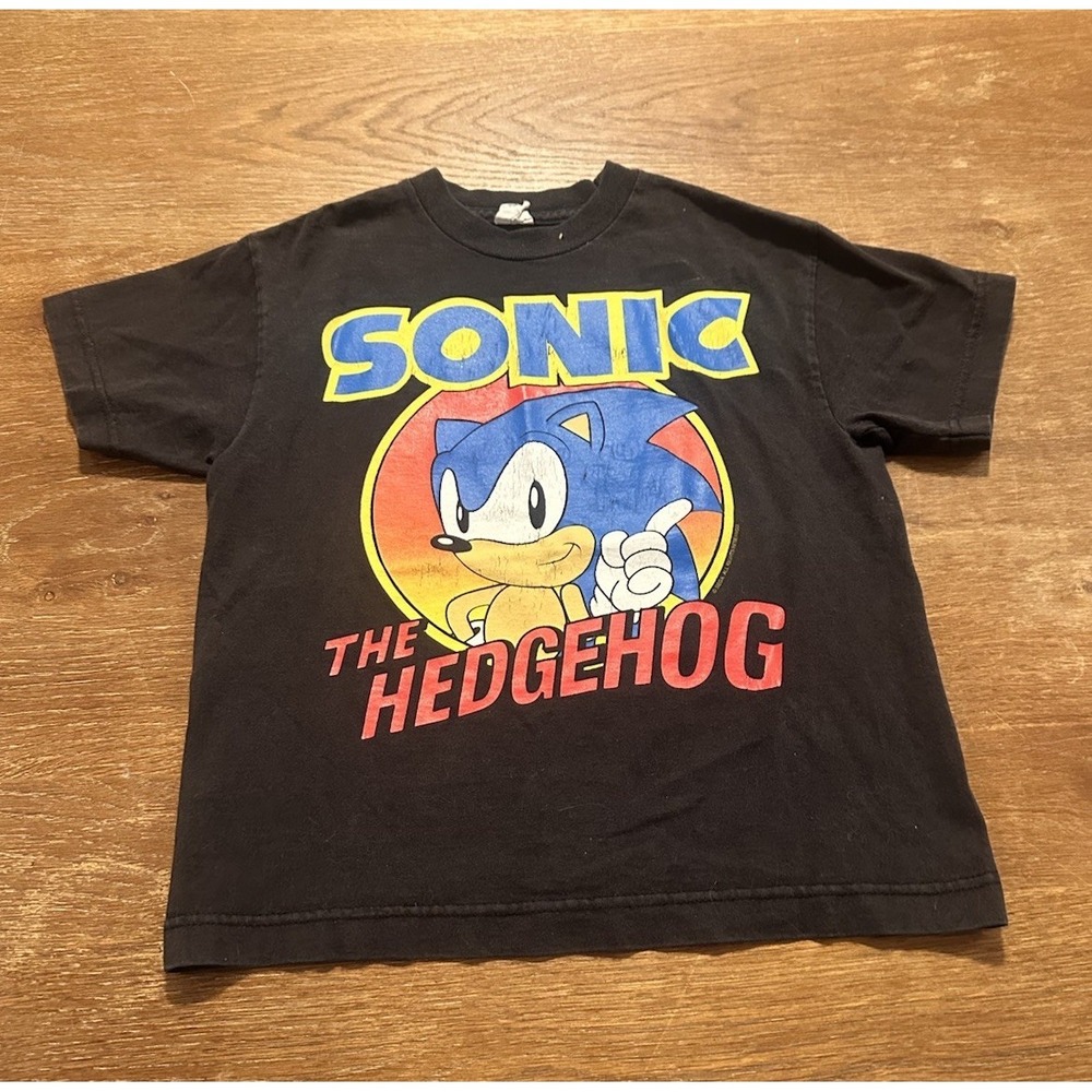 Vintage Sonic The Hedgehog Black Graphic Tee Youth Small Vintage Sega